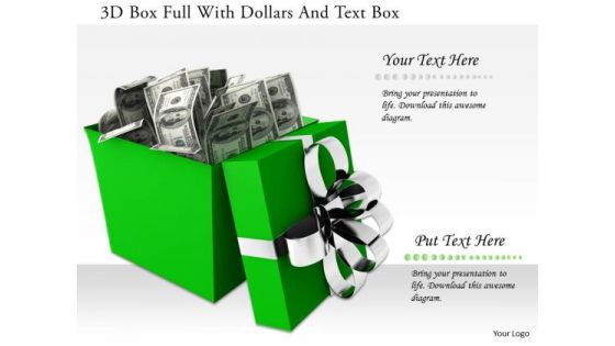 Stock Photo 3d Box Full With Dollars And Text Box PowerPoint Slide