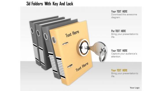 Stock Photo 3d Folders With Key And Lock PowerPoint Slide Stock Photo 3d Folders With Key And Lock PowerPoint Slide