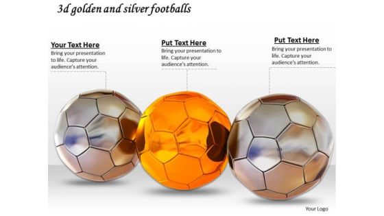 Stock Photo 3d Golden And Silver Footballs PowerPoint Slide Stock Photo 3d Golden And Silver Footballs PowerPoint Slide