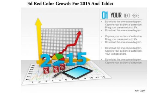 Stock Photo 3d Red Color Growth For 2015 And Tablet PowerPoint Slide Stock Photo 3d Red Color Growth For 2015 And Tablet PowerPoint Slide