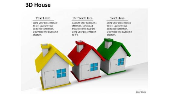 Stock Photo 3d Three House For Real Estate PowerPoint Slide