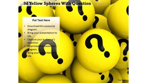 Stock Photo 3d Yellow Spheres With Black Question Marks PowerPoint Slide
