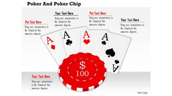 Stock Photo Aces On 100 Dollar Poker Chip PowerPoint Slide Stock Photo Aces On 100 Dollar Poker Chip PowerPoint Slide