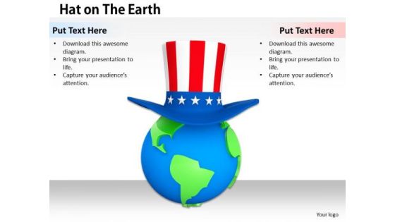 Stock Photo American Hat On Earth Globe PowerPoint Slide