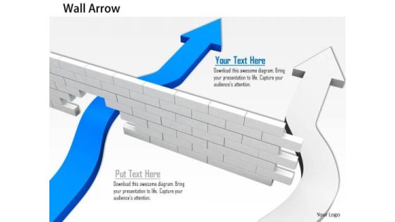 Stock Photo Arrows Trying To Cross The Wall PowerPoint Slide Stock Photo Arrows Trying To Cross The Wall PowerPoint Slide