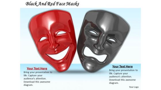 Stock Photo Black And Red Face Masks PowerPoint Template Stock Photo Black And Red Face Masks PowerPoint Template