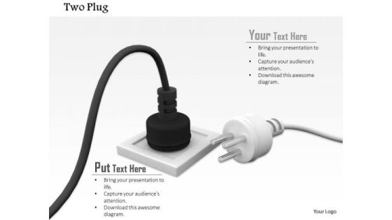 Stock Photo Black Electricity Plug In White Socket PowerPoint Slide Stock Photo Black Electricity Plug In White Socket PowerPoint Slide