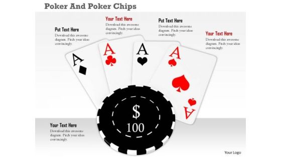 Stock Photo Black Poker Chip Over Aces PowerPoint Slide Stock Photo Black Poker Chip Over Aces PowerPoint Slide