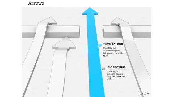 Stock Photo Blue Arrow Ahead Of White Arrows Competition Concept PowerPoint Slide
