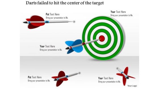 Stock Photo Blue Arrow Hitting Center Of Target PowerPoint Slide
