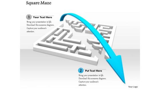 Stock Photo Blue Arrow Jumping Over The Maze PowerPoint Slide Stock Photo Blue Arrow Jumping Over The Maze PowerPoint Slide