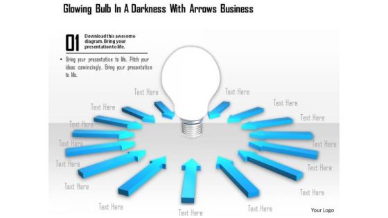 Stock Photo Blue Arrows Around Light Bulb PowerPoint Slide Stock Photo Blue Arrows Around Light Bulb PowerPoint Slide