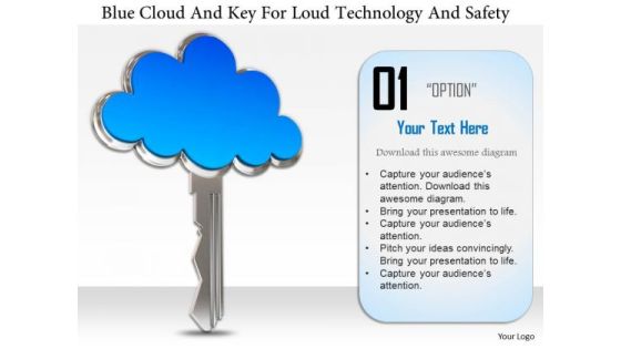 Stock Photo Blue Cloud And Key For Cloud Technology And Safety Image Graphics For PowerPoint Slide Stock Photo Blue Cloud And Key For Cloud Technology And Safety Image Graphics For PowerPoint Slide