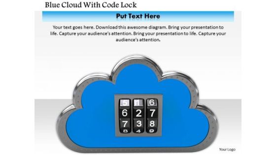 Stock Photo Blue Cloud With Code Lock PowerPoint Slide Stock Photo Blue Cloud With Code Lock PowerPoint Slide