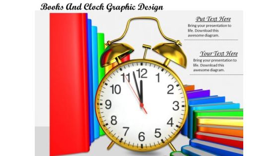 Stock Photo Books And Clock Graphic Design PowerPoint Template