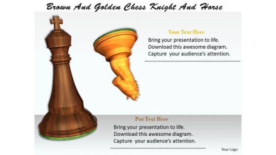 Stock Photo Brown And Golden Chess Knight And Horse PowerPoint Template Stock Photo Brown And Golden Chess Knight And Horse PowerPoint Template