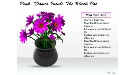 Stock Photo Bunch Of Flowers Inside Pot PowerPoint Slide