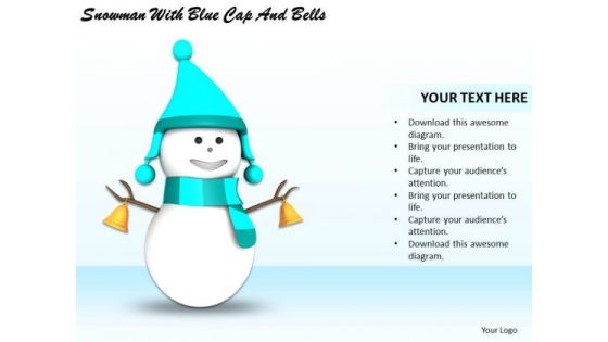 Stock Photo Business Growth Strategy Snowman With Blue Cap And Bells Pictures