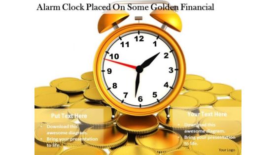 Stock Photo Business Policy And Strategy Alarm Clock Placed On Some Golden Financial Clipart