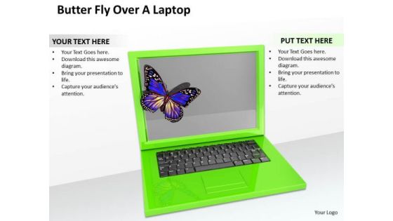 Stock Photo Butter Fly Over A Laptop Ppt Template