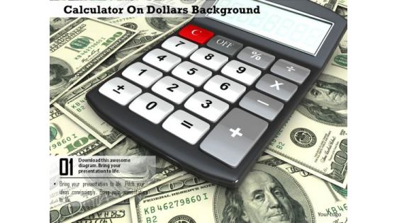 Stock Photo Calculator On Dollars Background PowerPoint Slide Stock Photo Calculator On Dollars Background PowerPoint Slide
