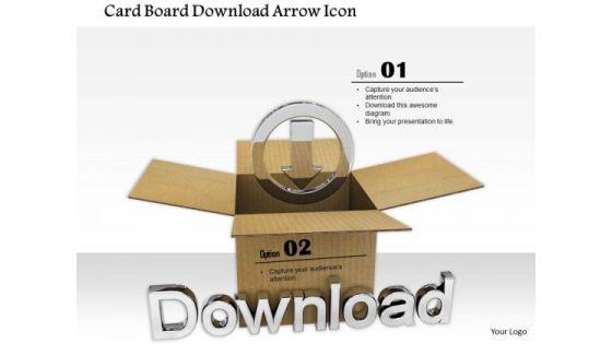 Stock Photo Card Board Download Arrow Icon PowerPoint Slide