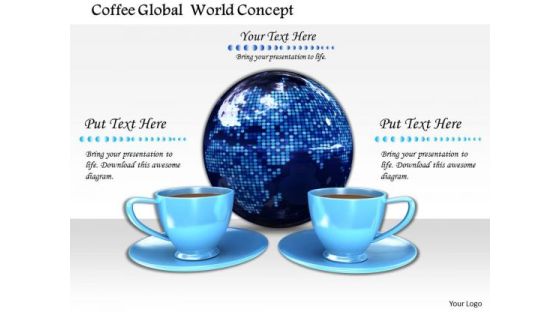Stock Photo Coffee Cups With Globe PowerPoint Slide Stock Photo Coffee Cups With Globe PowerPoint Slide