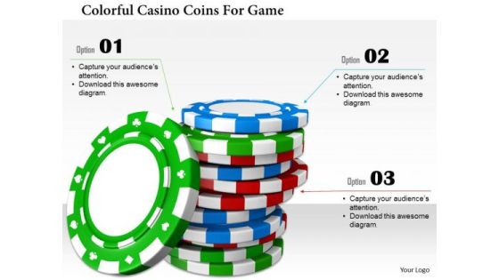 Stock Photo Colorful Casino Coins For Game PowerPoint Slide Stock Photo Colorful Casino Coins For Game PowerPoint Slide