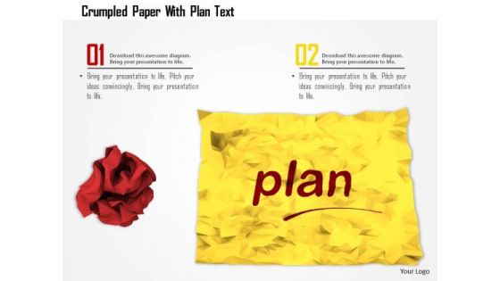 Stock Photo Crumpled Paper With Plan Text PowerPoint Slide