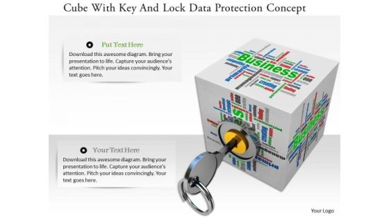 Stock Photo Cube With Key And Lock Data Protection Concept PowerPoint Slide Stock Photo Cube With Key And Lock Data Protection Concept PowerPoint Slide