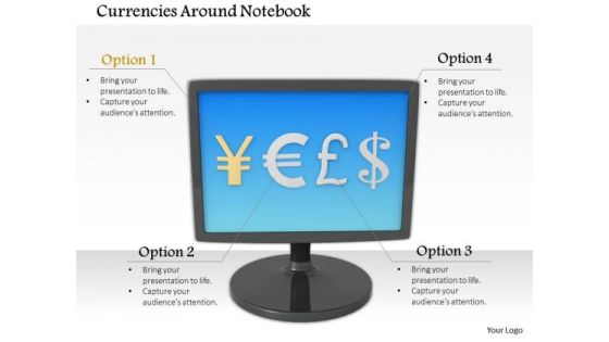 Stock Photo Currencies Symbols On Desktop Screen Finance PowerPoint Slide Stock Photo Currencies Symbols On Desktop Screen Finance PowerPoint Slide