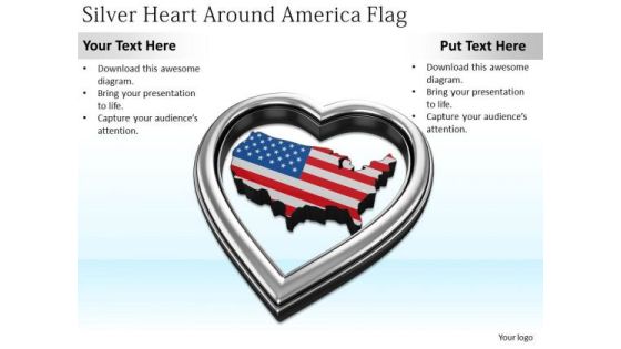 Stock Photo Developing Business Strategy Silver Heart Around America Flag Photos Stock Photo Developing Business Strategy Silver Heart Around America Flag Photos