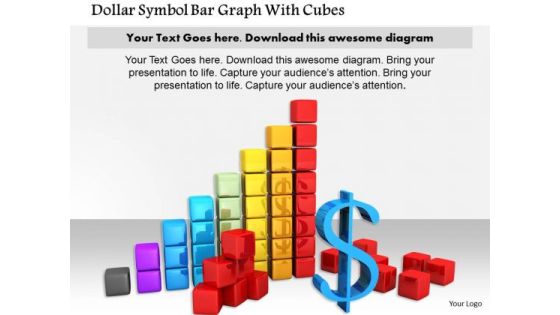 Stock Photo Dollar Symbol Bar Graph With Cubes PowerPoint Slide Stock Photo Dollar Symbol Bar Graph With Cubes PowerPoint Slide