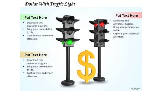 Stock Photo Dollar With Traffic Light PowerPoint Template Stock Photo Dollar With Traffic Light PowerPoint Template