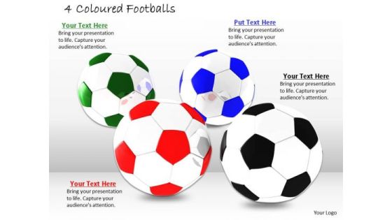 Stock Photo Four Colors Footballs For Game PowerPoint Slide Stock Photo Four Colors Footballs For Game PowerPoint Slide