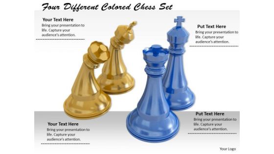Stock Photo Four Different Colored Chess Set PowerPoint Template Stock Photo Four Different Colored Chess Set PowerPoint Template