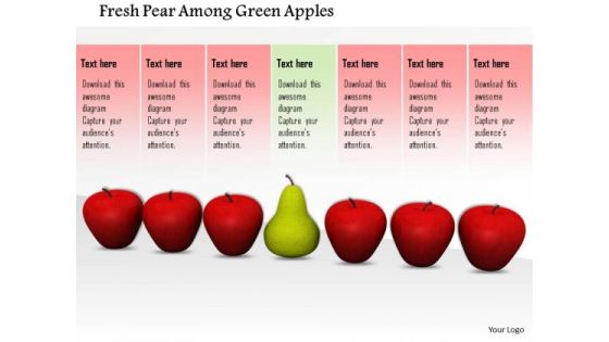 Stock Photo Fresh Pear In Red Apples For Health PowerPoint Slide Stock Photo Fresh Pear In Red Apples For Health PowerPoint Slide