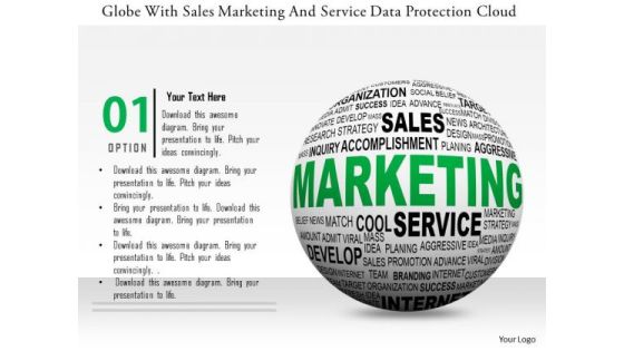 Stock Photo Globe With Sales Marketing And Service Data Protection Cloud PowerPoint Slide Stock Photo Globe With Sales Marketing And Service Data Protection Cloud PowerPoint Slide