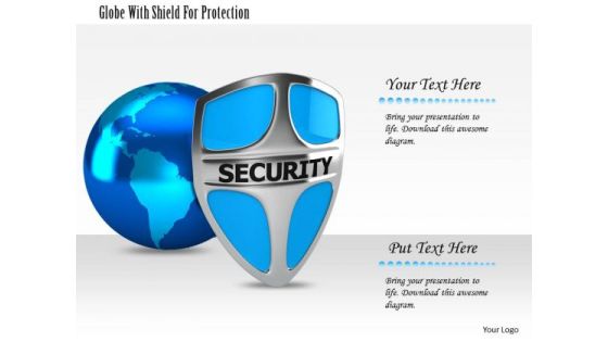 Stock Photo Globe With Shield For Protection Image Graphics For PowerPoint Slide Stock Photo Globe With Shield For Protection Image Graphics For PowerPoint Slide