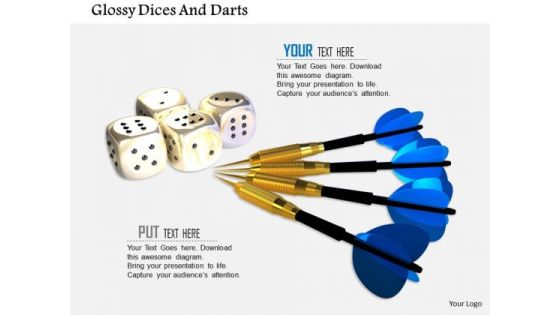 Stock Photo Glossy Dices And Darts PowerPoint Slide Stock Photo Glossy Dices And Darts PowerPoint Slide