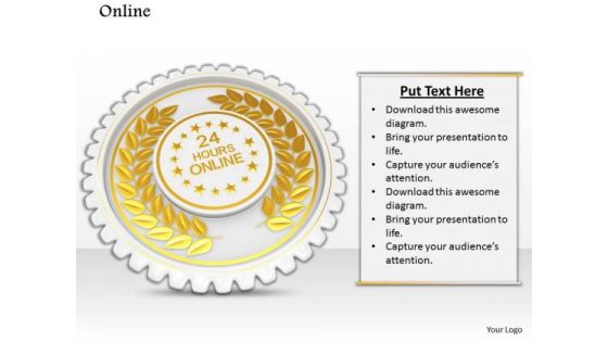 Stock Photo Golden Batch With 24 Hours Online Text PowerPoint Slide Stock Photo Golden Batch With 24 Hours Online Text PowerPoint Slide
