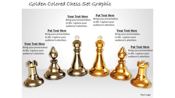 Stock Photo Golden Colored Chess Set Graphic PowerPoint Template