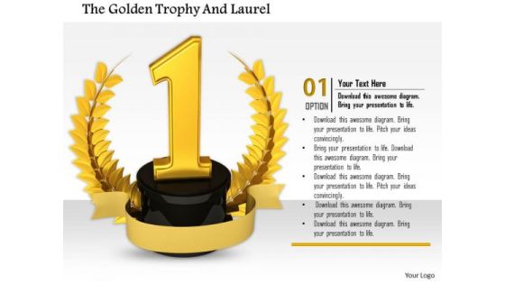 Stock Photo Golden Laurel Trophy For Winner Pwerpoint Slide Stock Photo Golden Laurel Trophy For Winner Pwerpoint Slide