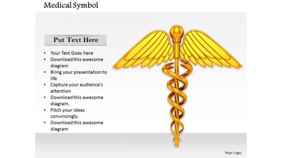 Stock Photo Golden Medical Symbol For Health Concept PowerPoint Slide