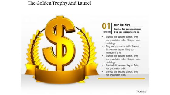 Stock Photo Golden Wreath Around Dollar Symbol PowerPoint Slide Stock Photo Golden Wreath Around Dollar Symbol PowerPoint Slide