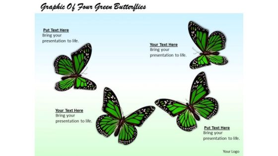 Stock Photo Graphic Of Four Green Butterflies PowerPoint Template Stock Photo Graphic Of Four Green Butterflies PowerPoint Template