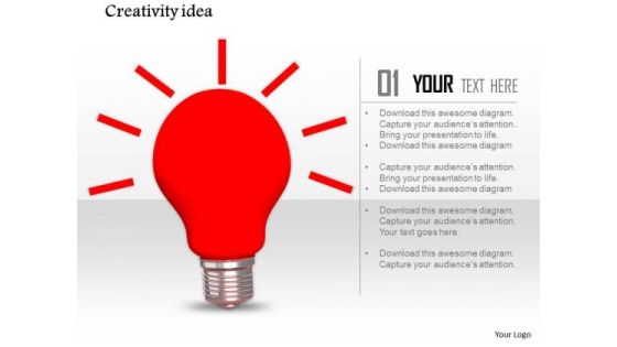 Stock Photo Graphics Of Red Shiny Bulb PowerPoint Slide