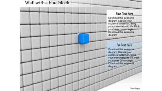 Stock Photo Grey Cube Wall With Blue Cube In Center PowerPoint Slide Stock Photo Grey Cube Wall With Blue Cube In Center PowerPoint Slide