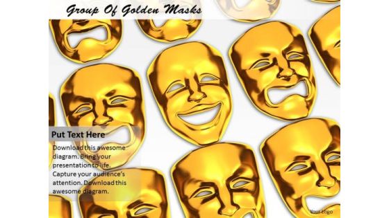 Stock Photo Group Of Golden Masks PowerPoint Template Stock Photo Group Of Golden Masks PowerPoint Template