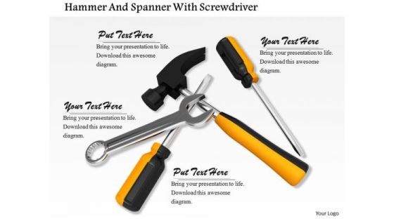 Stock Photo Hammer And Spanner With Screwdrivers PowerPoint Slide Stock Photo Hammer And Spanner With Screwdrivers PowerPoint Slide